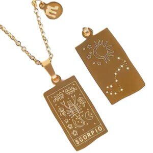Scorpio Zodiac Pendant Necklace 18K Gold Electro-Plated Stainless Steel - Gold